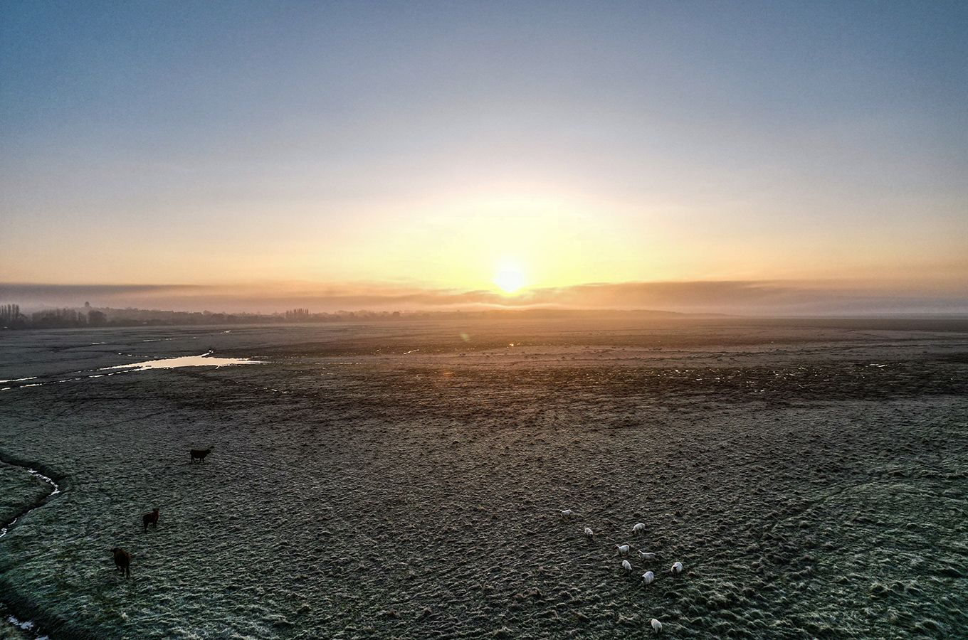Photo drone coucher de soleil